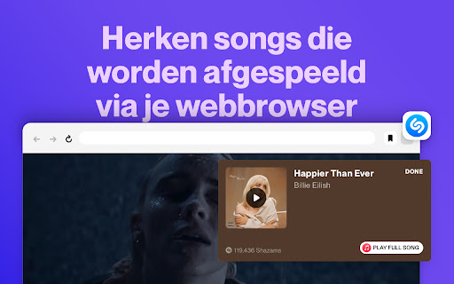 Shazam: vind songs via je browser