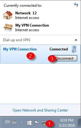 VPN, tạo, kết nối, ngắt kết nối, máy chủ, Windows 7