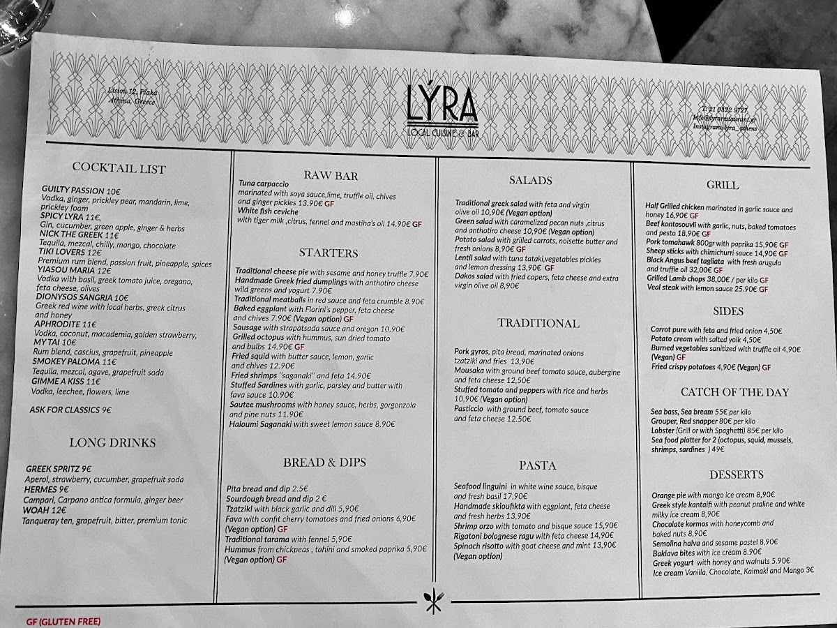 Apollonia lyra gluten-free menu