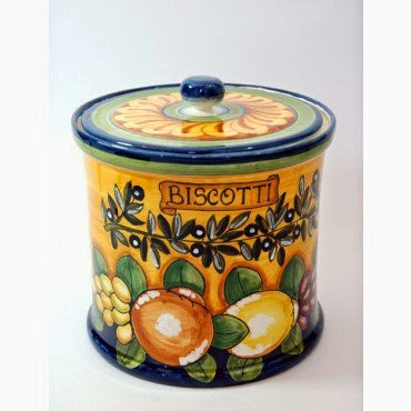  Novembre Hand Painted Italian Ceramic Large Round Biscotti/cookie Jar