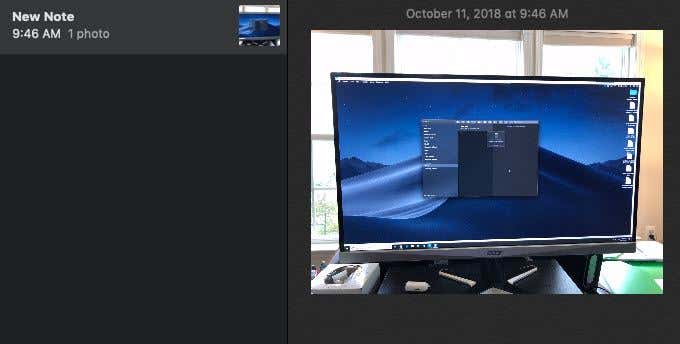 ใส่รูปภาพในโน้ตใหม่บน Mac