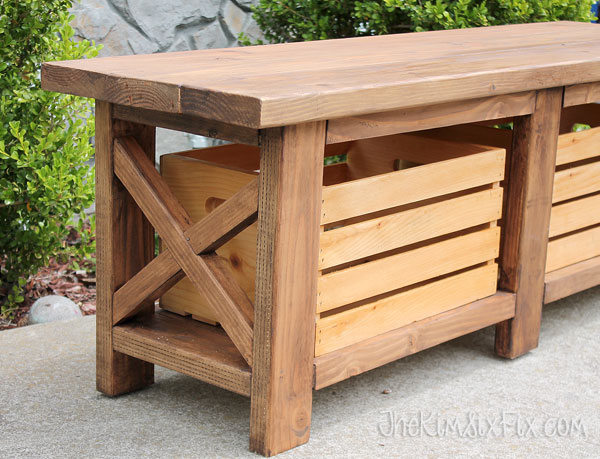 Wooden x leg outdoor bench