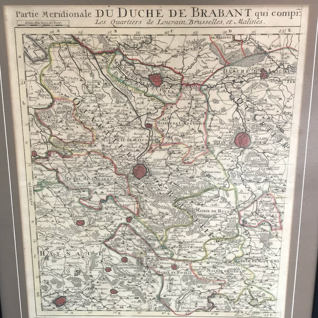 18th C. Engraved Map of Duchy of Brabant