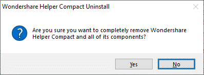 Następnie potwierdź monit, jeśli istnieje, i poczekaj, aż program zostanie usunięty z komputera
