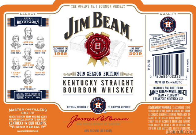 Jim Beam 2019 Season Edition Major League Baseball: Cubs Dodgers, Pirates, Brewers & Astros