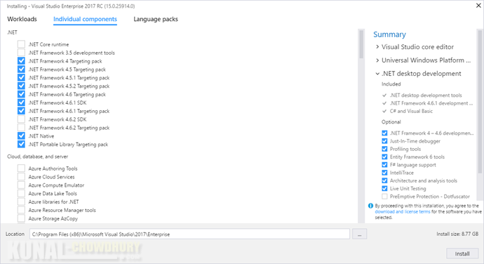 Visual Studio 2017 Installer Individual Components (www.kunal-chowdhury.com) Visual Studio 2017 Installer Individual Components (www.kunal-chowdhury.com)