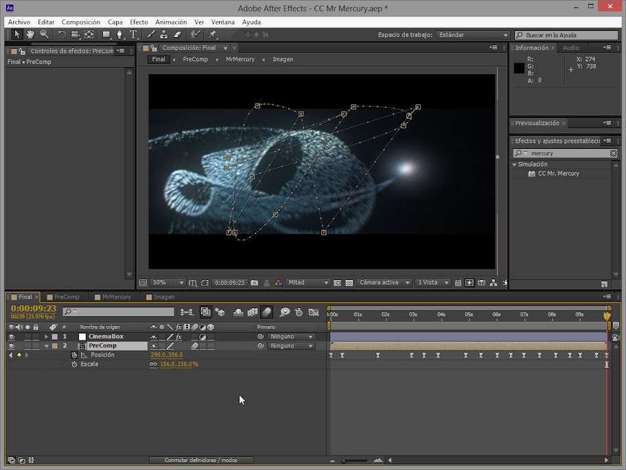 Pantalla CC Mr. Mercury Otra captura de pantalla CC Mr. Mercury de After Effects