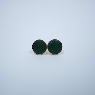 14K Gold and Malachite Earrings