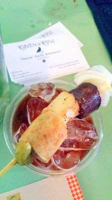 Portland Monthly Country Brunch 2015, Bloody Mary Smackdown entry from Raven and Rose of Full Bloody Irish. Blending the spiciness of chile pepper-vodka and a touch of nitro stout topped with a skewer that contains an Irish breakfast including potato and black and white pudding