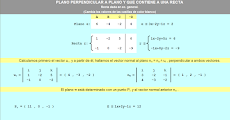 Plano perpendicular a un plano y que contiene a una recta (dada en forma general)