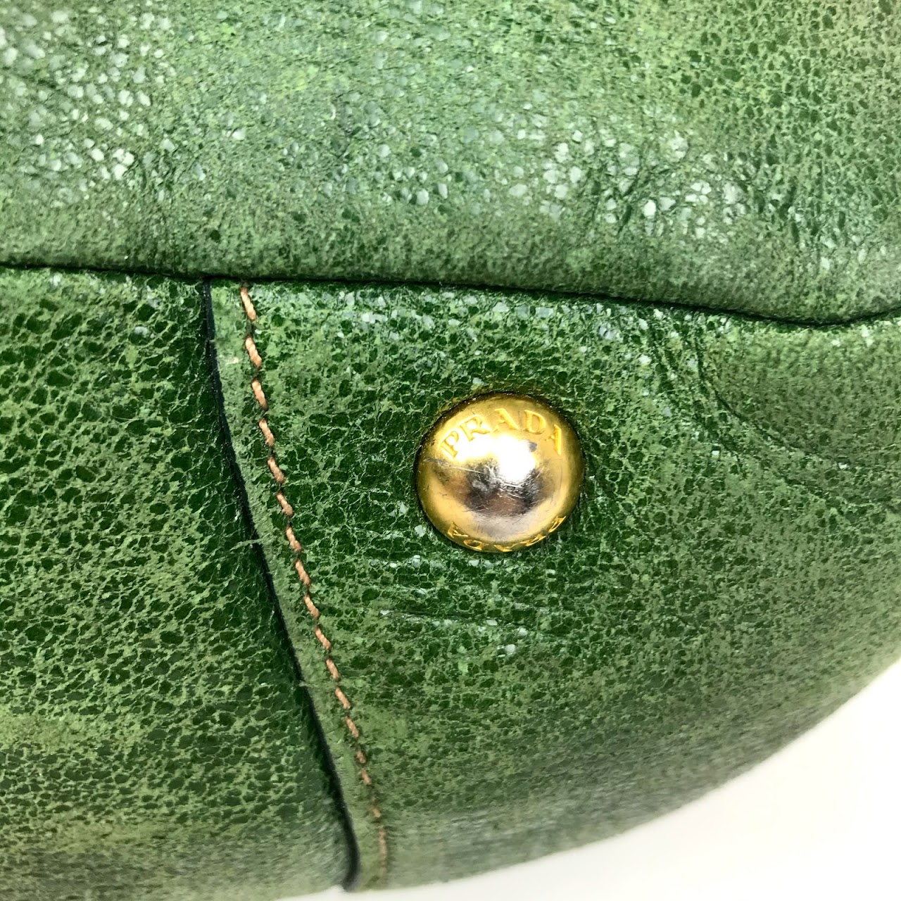 Prada Green Leather Shoulder Bag