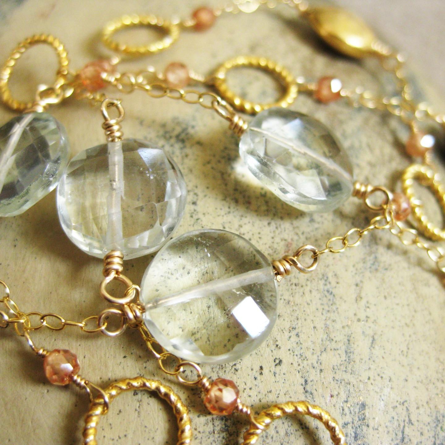 Green Amethyst Coins, Peach