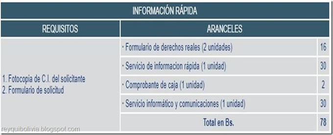 Bolivia: Requisitos y costos para obtener “Información Rápida” en Derechos Reales