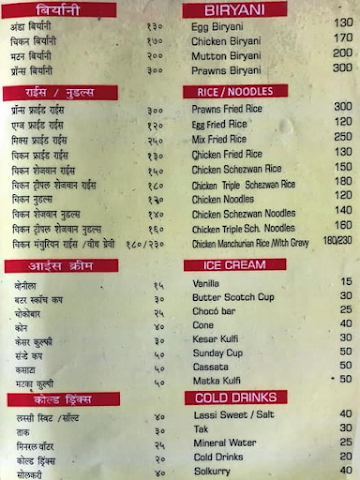 Hotel Ekvira menu 