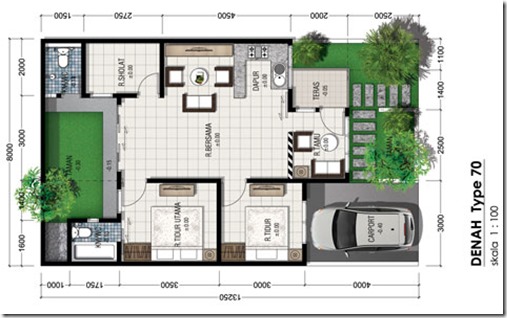 Denah Rumah Minimalis Type 70