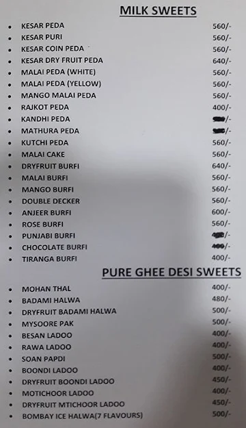 Annapurna Farsan & Sweet Mart menu 