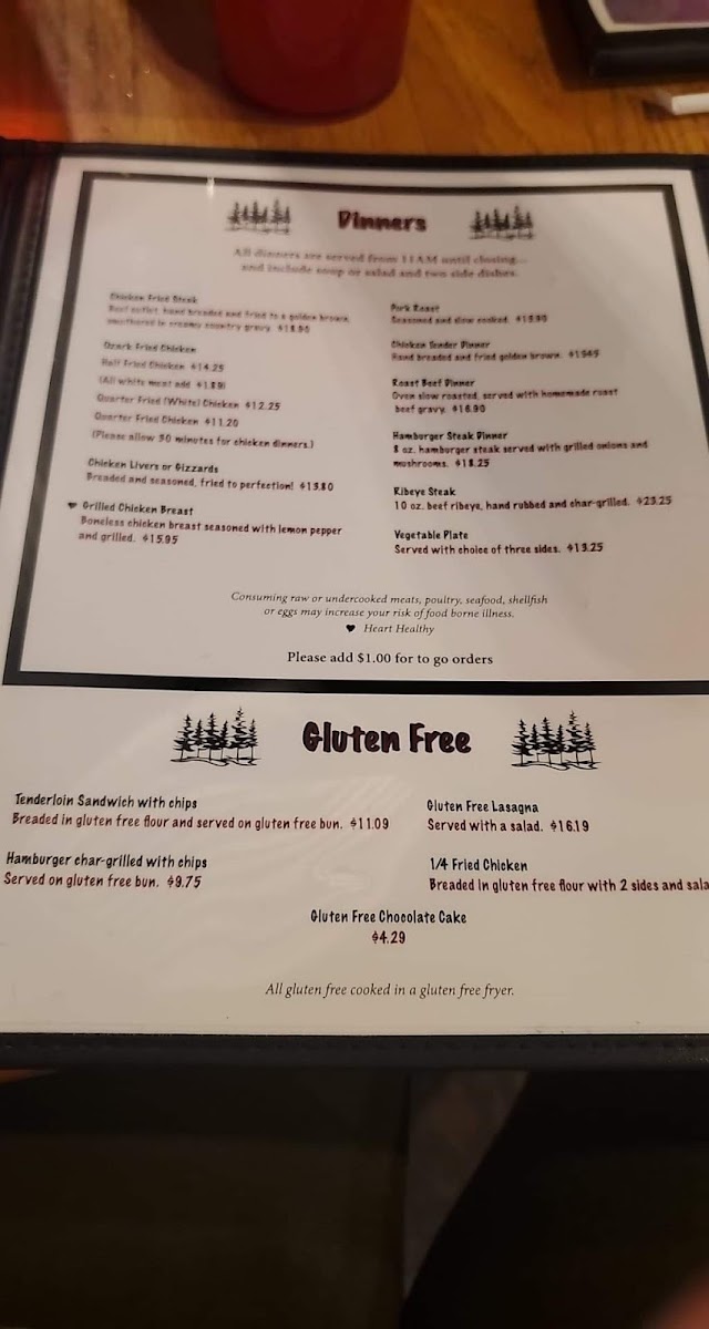 Bennett Spring Dining Lodge gluten-free menu