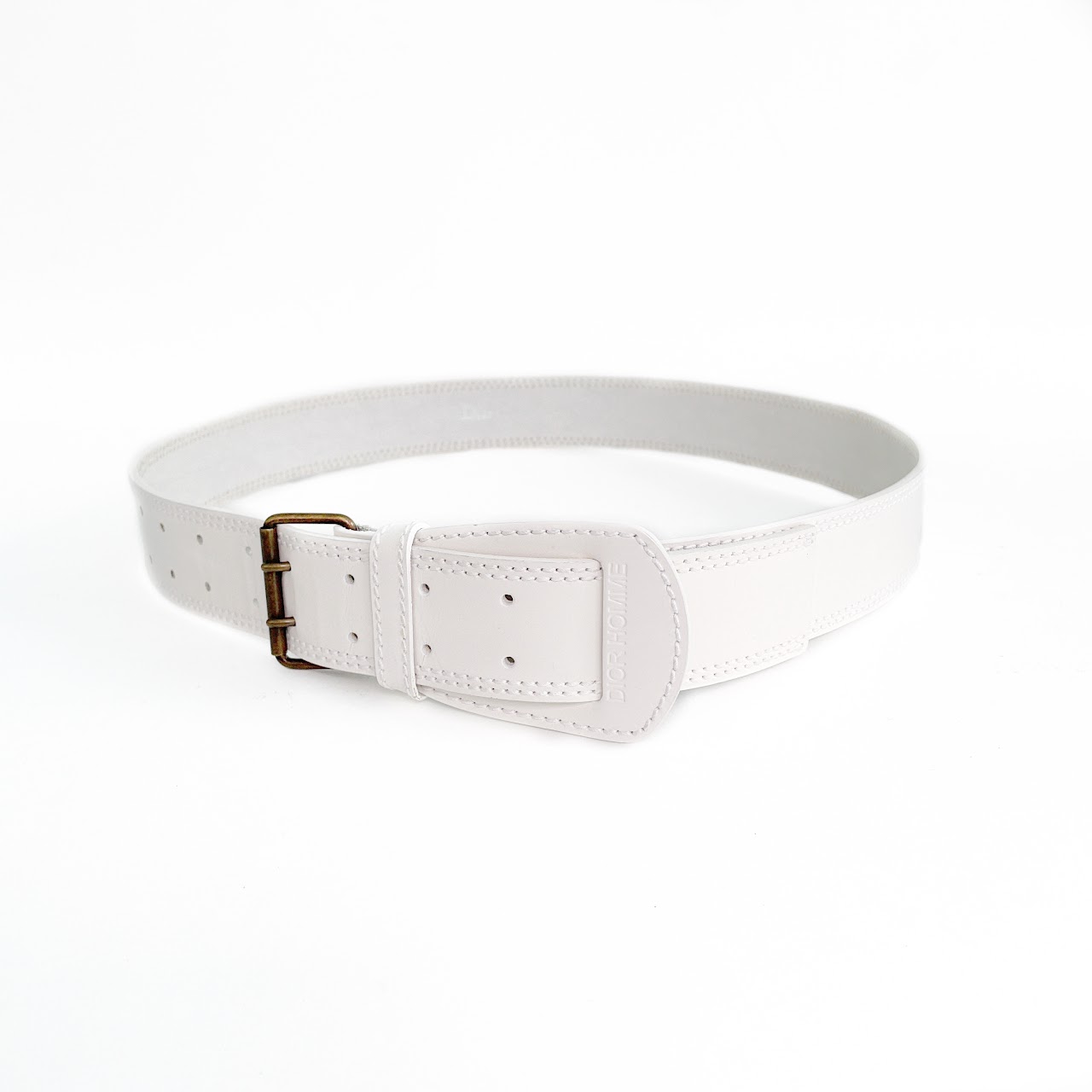 Dior Homme White Double-Prong Belt