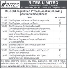 RITES Limited Vacancies 2016 www.indgovtjobs.in