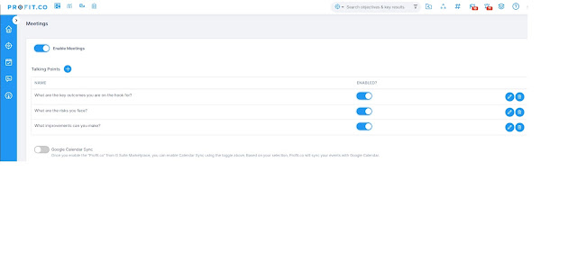 Screenshot of Profit.co OKR Meetings