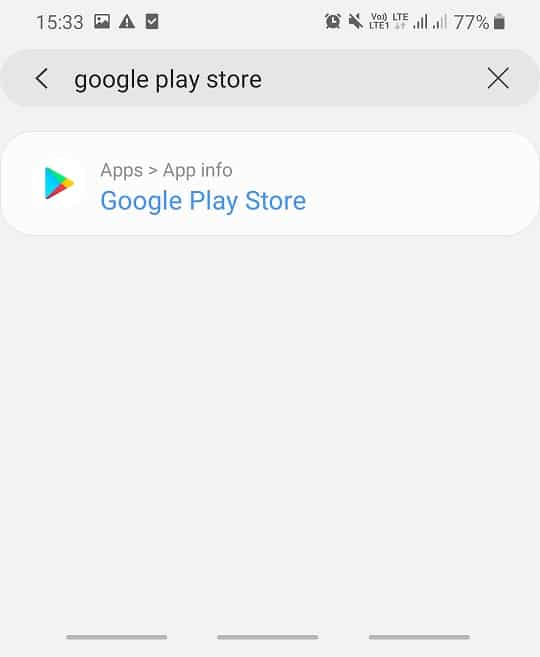 Recherchez l'option Google Play Store dans la barre de recherche