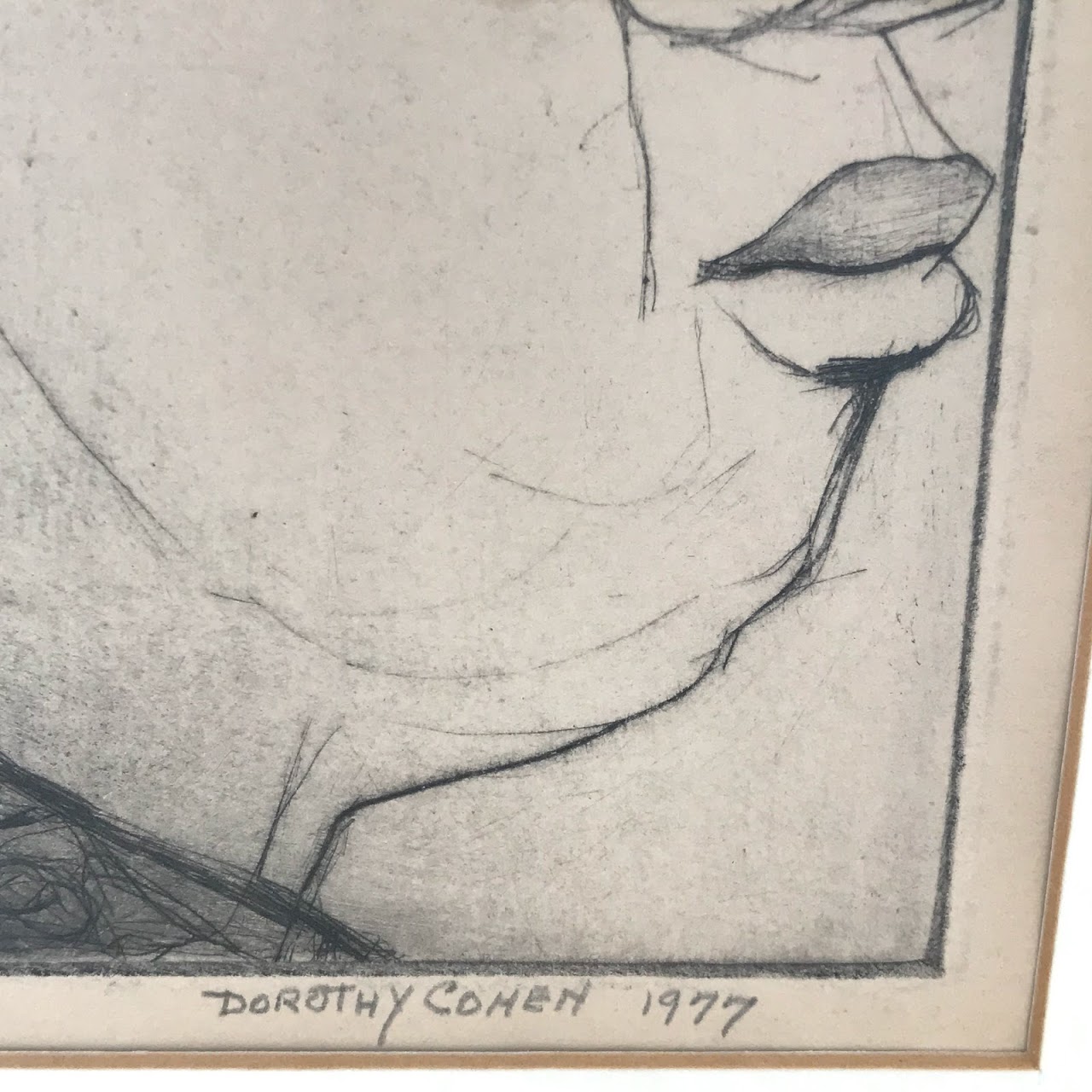 Dorothy Cohen Signed Profile Portrait Etching