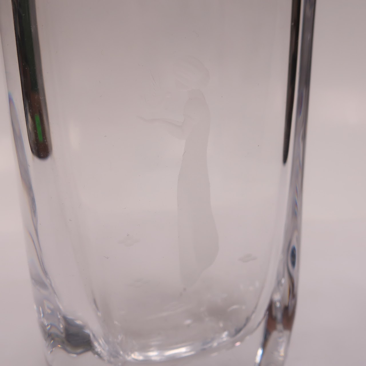 Signed Etched Crystal Vase