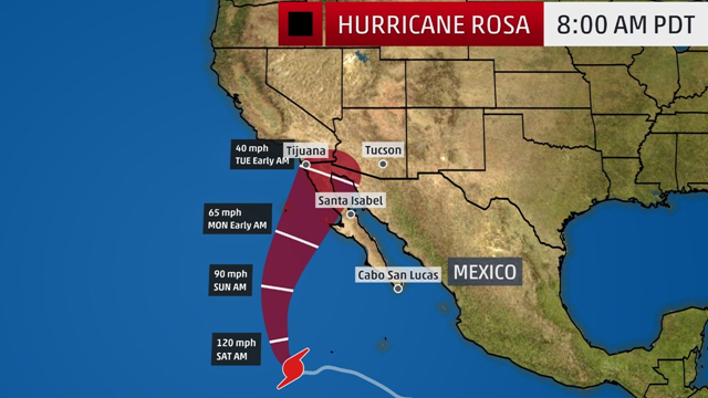 Projected Path and Intensity of Hurricane Rosa, 28 September 2018. Graphic: The Weather Channel