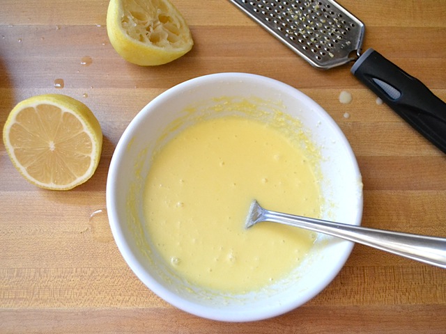 milk and lemon added to egg mixture 