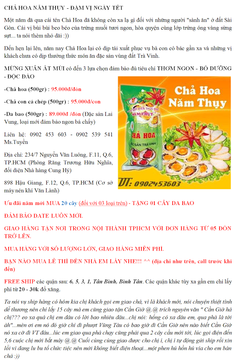 Chả hoa năm thụy - đậm vị ngày tết