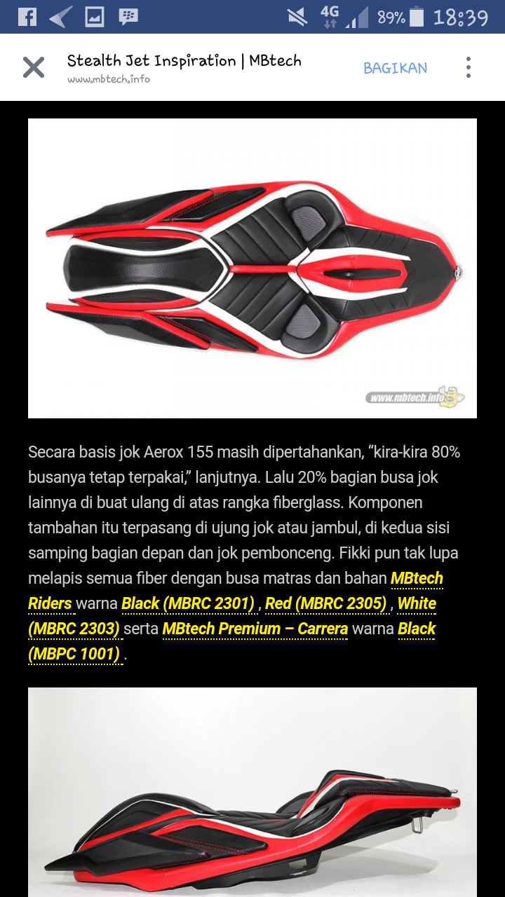 Jok Custom Modifikasi Aerox 155 Mbtech Desain Stealth Gudang Jok