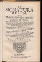 De Signatura Rerum, Das Ist Von Der Gebuhrt und Bezeichnung Aller Wesen (1682,in German)