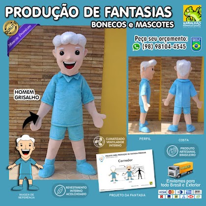 MASCOTE - Fantasia de Homem Grisalho Idoso - Terceira idade