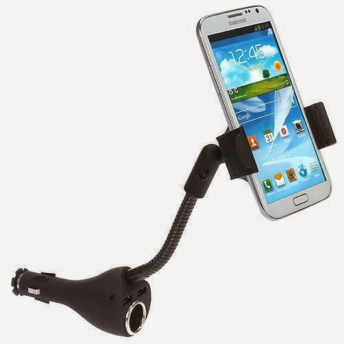  iKross Universal Cigarette Car Mount Holder with 2 USB Port and Extra Socket - include Micro-USB Data Cable