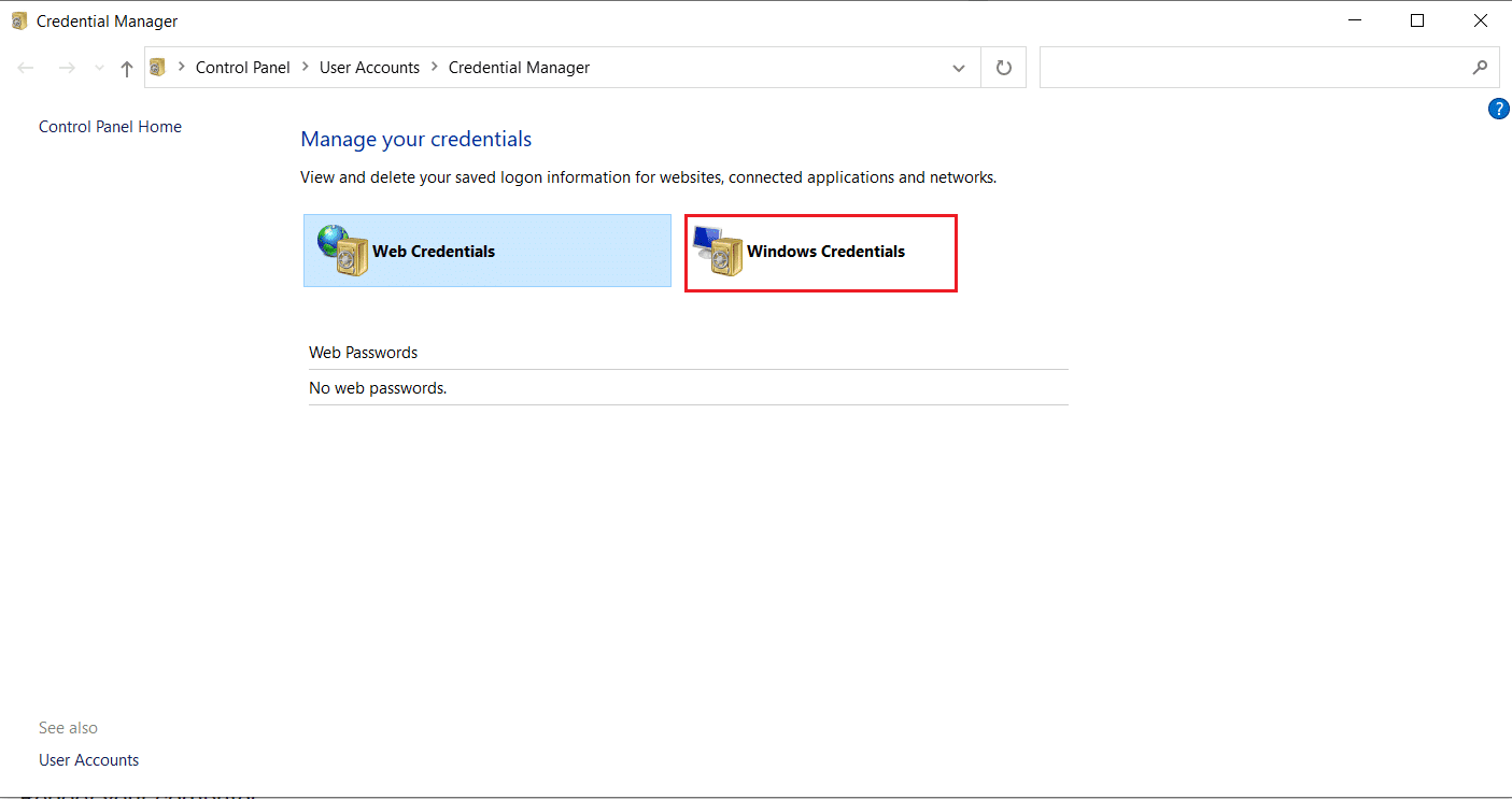 Option d'informations d'identification Windows.  Comment réparer l'erreur 80090016 du module de plateforme sécurisée