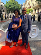 Mbulelo Bara, a DA member of the National Council of Provinces, with his wife, Angel, on the red carpet before Sona 2020.