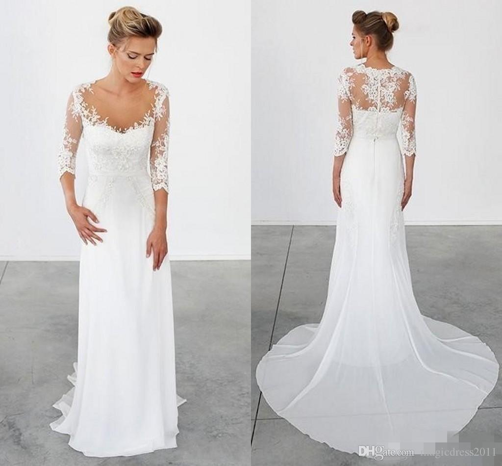 2017 Simple Beach Weddin - Simple Wedding Gowns With Sleeves