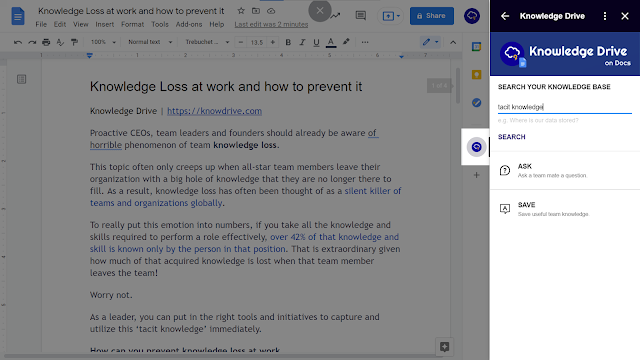 Screenshot of Knowledge Drive on Docs