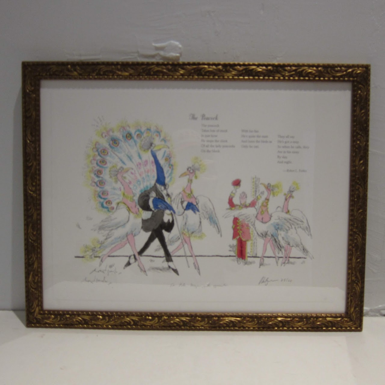 Ronald Searle X Robert Forbes Illustrated Poetry Lithograph - The Peacock