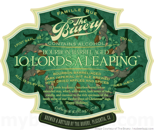 The Bruery Adding Bourbon Barrel-Aged 10 Lords-A-Leaping