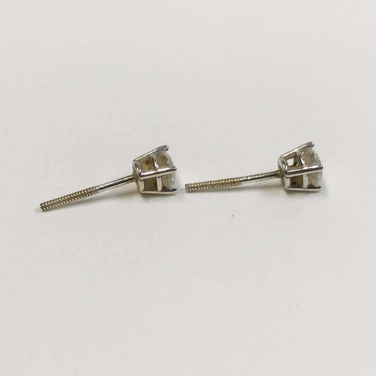 14K White Gold and Diamond Stud Earrings