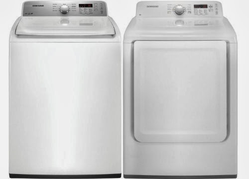  Samsung White Super Capacity Top Load 4.0 Cu Ft Washer and GAS Dryer Laundry Set WA400PJHDWR_DV400GWHDWR