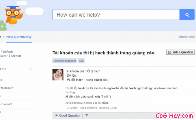 Lấy lại tài khoản Facebook bị hack thành trang quảng cáo