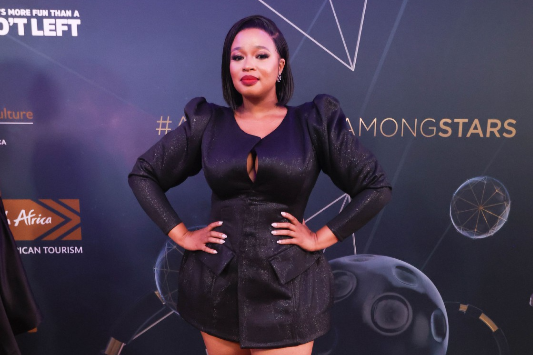 'The River' actress Tango Ncetezo poses for a portrait on the red carpet, 11 March 2023, in Sandton, Johannesburg, during the 6th Royalty Soapie awards. Picture: Alaister Russell