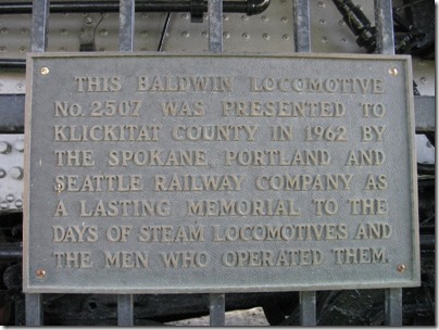 IMG_7816 Great Northern Class P-2 Baldwin 4-8-2 #2507 Plaque in Wishram, Washington on July 3, 2009