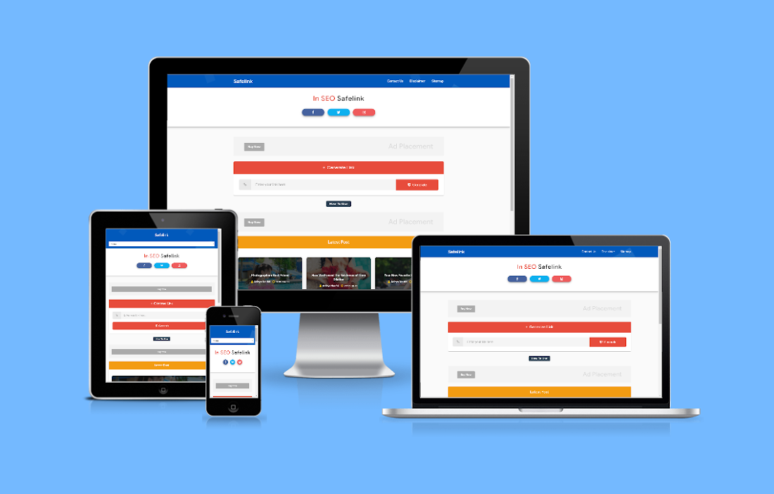 In Seo Pro Safelink 1 and 2 Latest  version- Premium Url Shortner Blogger Template Free Download.