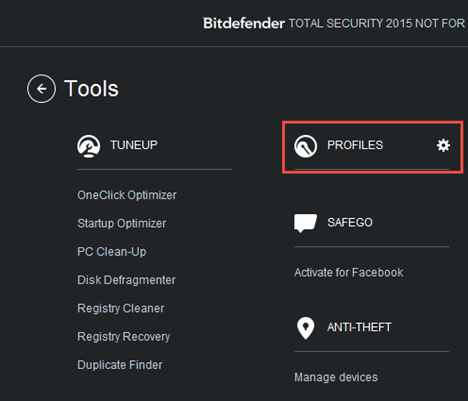 Bitdefender, профиль, работа, игра, фильм, настройка