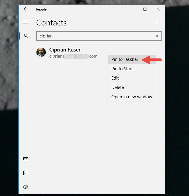 Windows 10, contacten vastzetten, mensen vastzetten