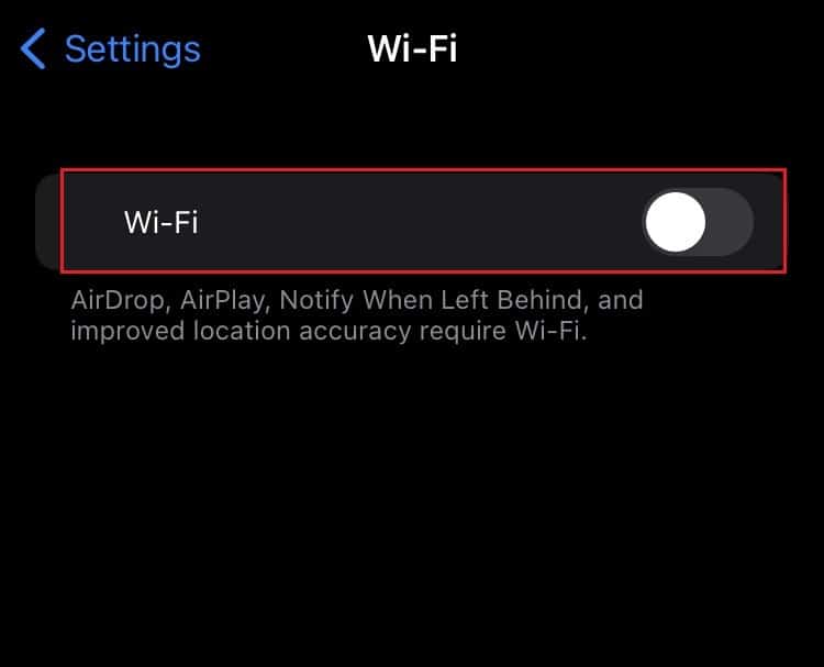 disattivare il Wi-Fi in iPhone