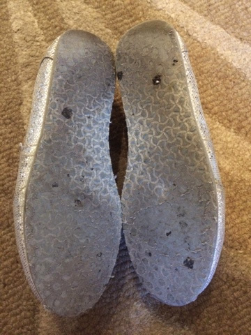 laws of general economy: Silver glitter toms - size 6